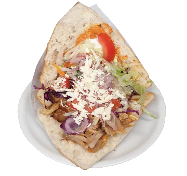 Döner im Fladenbrot mit Salat und Sauce